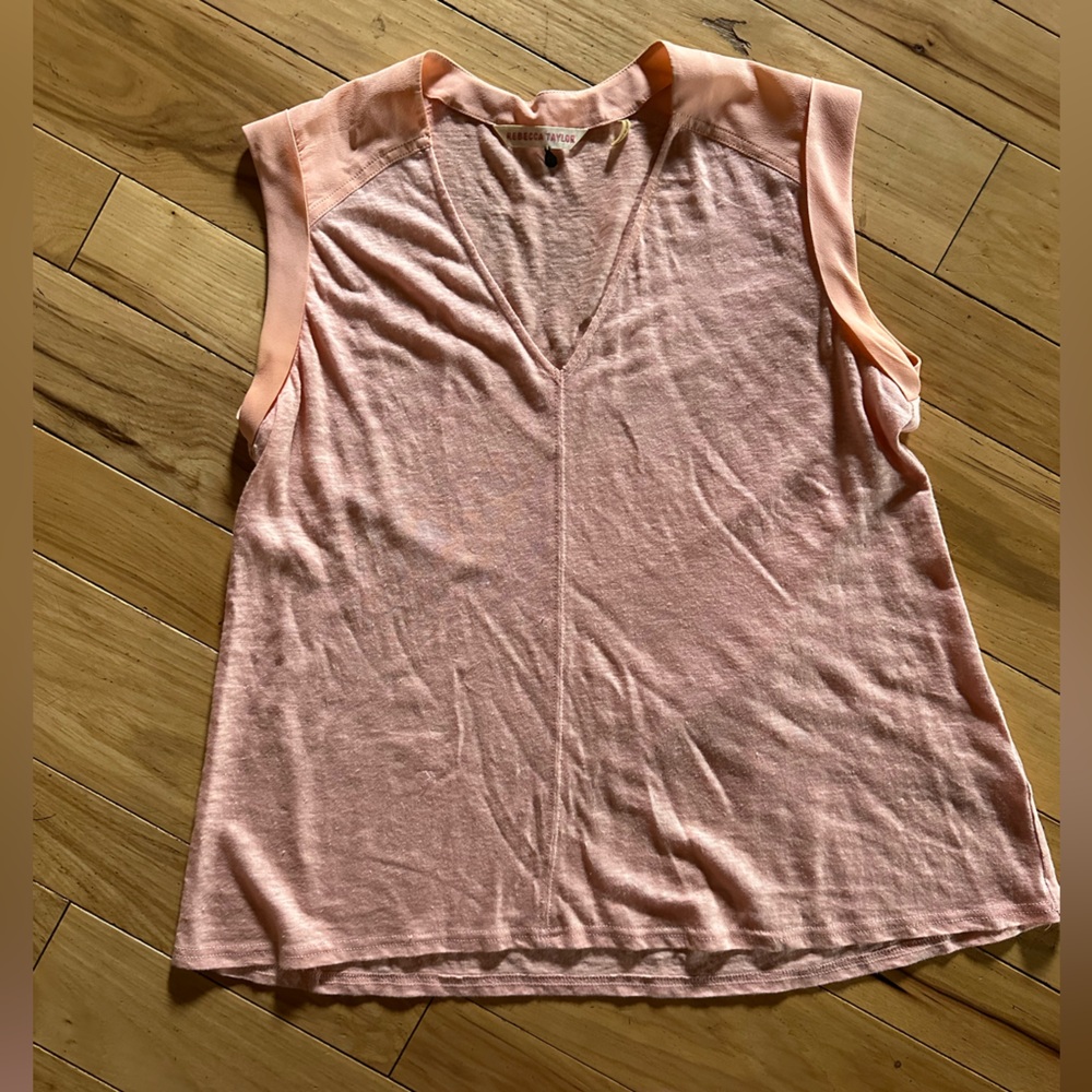 Rebecca Taylor Pink Linen and Silk Top